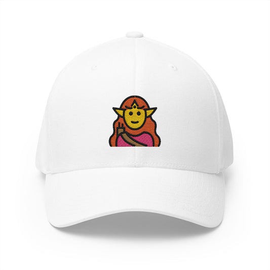 Woman Elf Emoji White Cap – Premium by Capmoji
