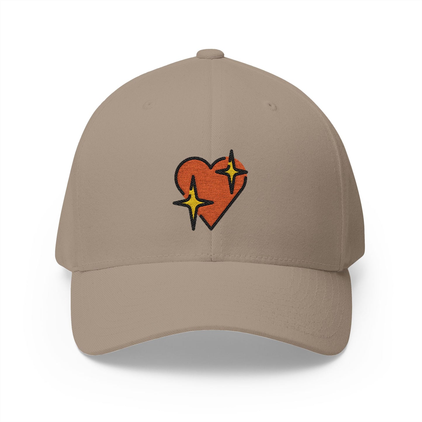 Sparkling Heart Emoji Khaki Cap – Premium by Capmoji