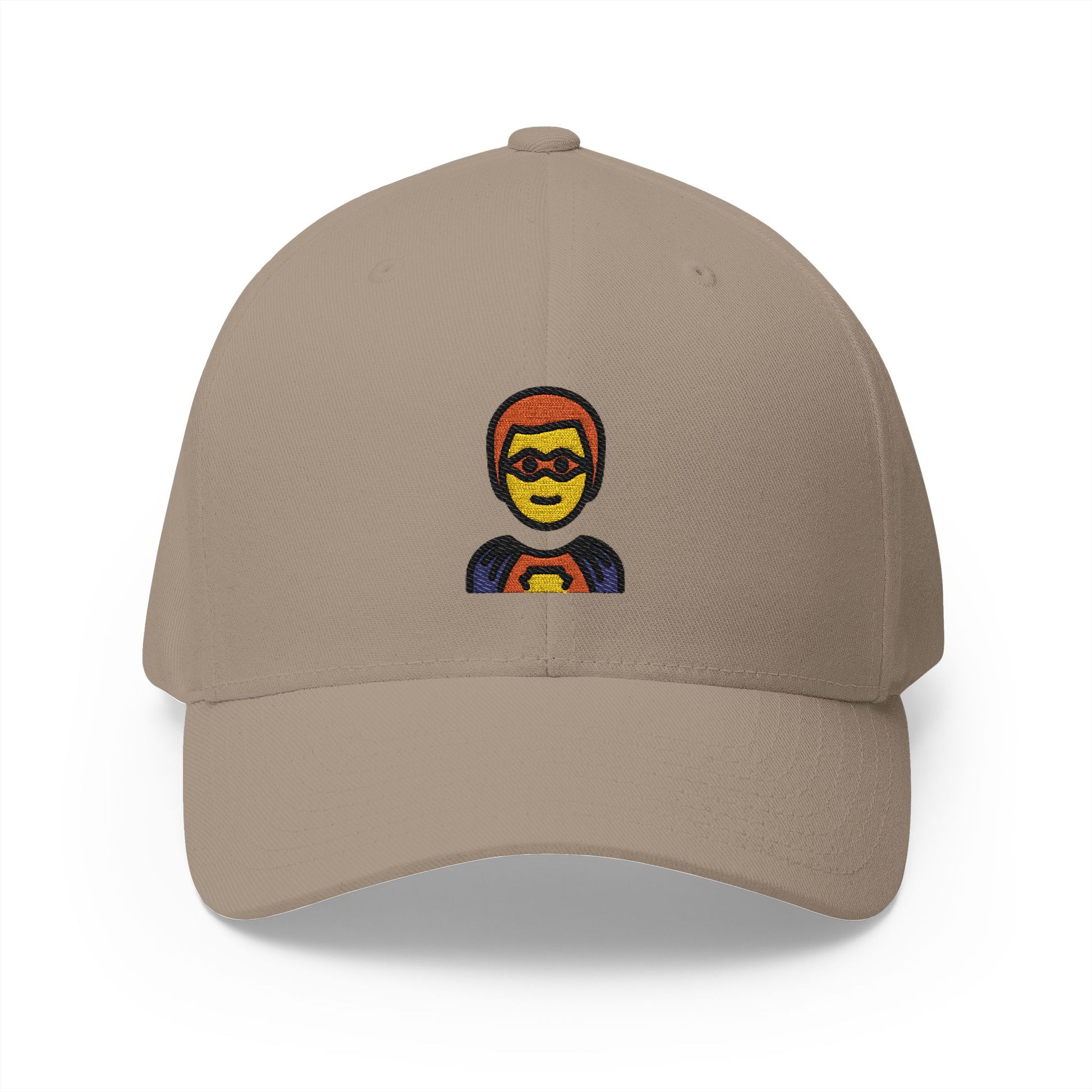 Man Superhero Emoji Khaki Cap – Premium by Capmoji