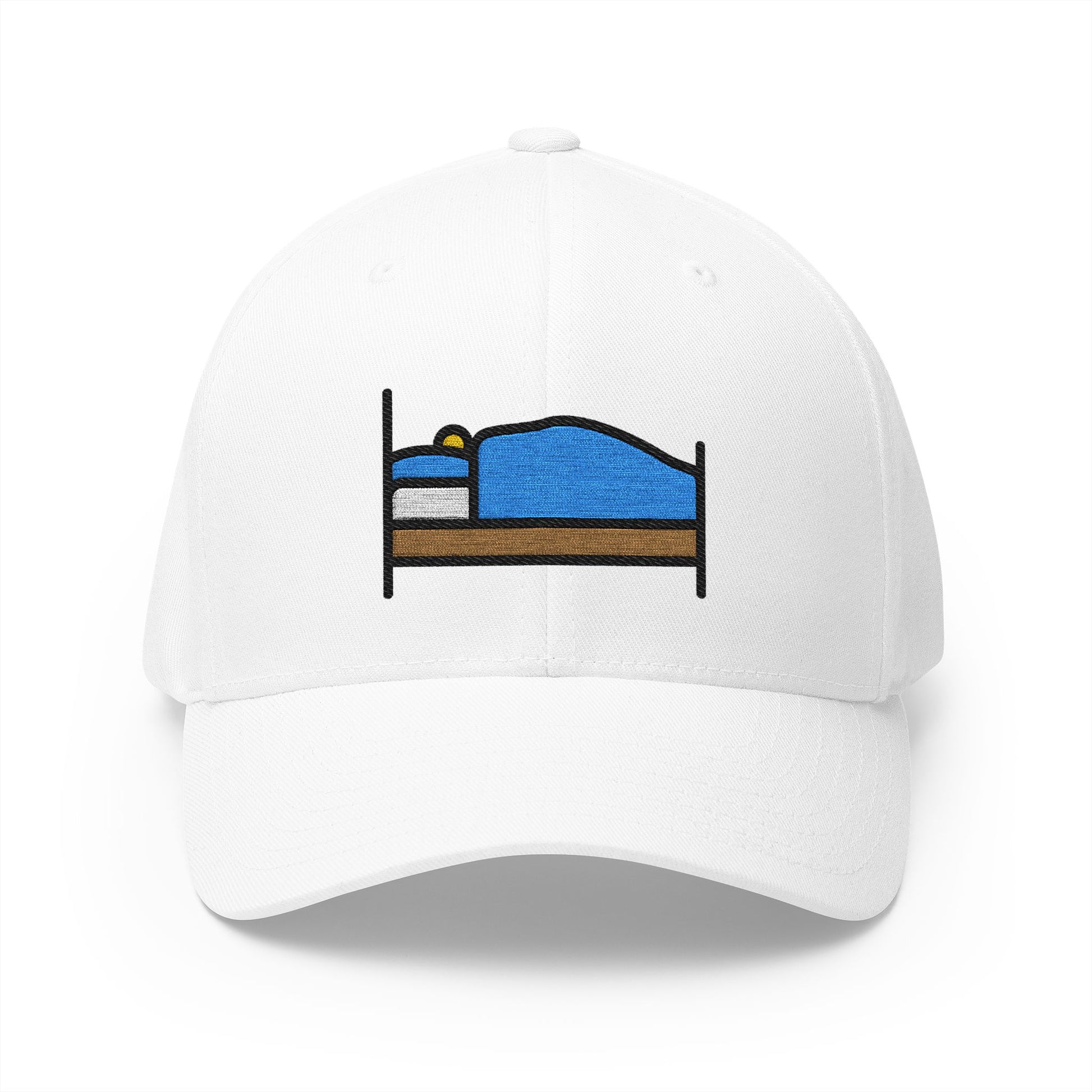 Person In Bed Emoji White Cap – Premium by Capmoji