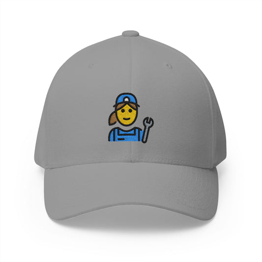 Woman Mechanic Emoji Grey Cap – Premium by Capmoji