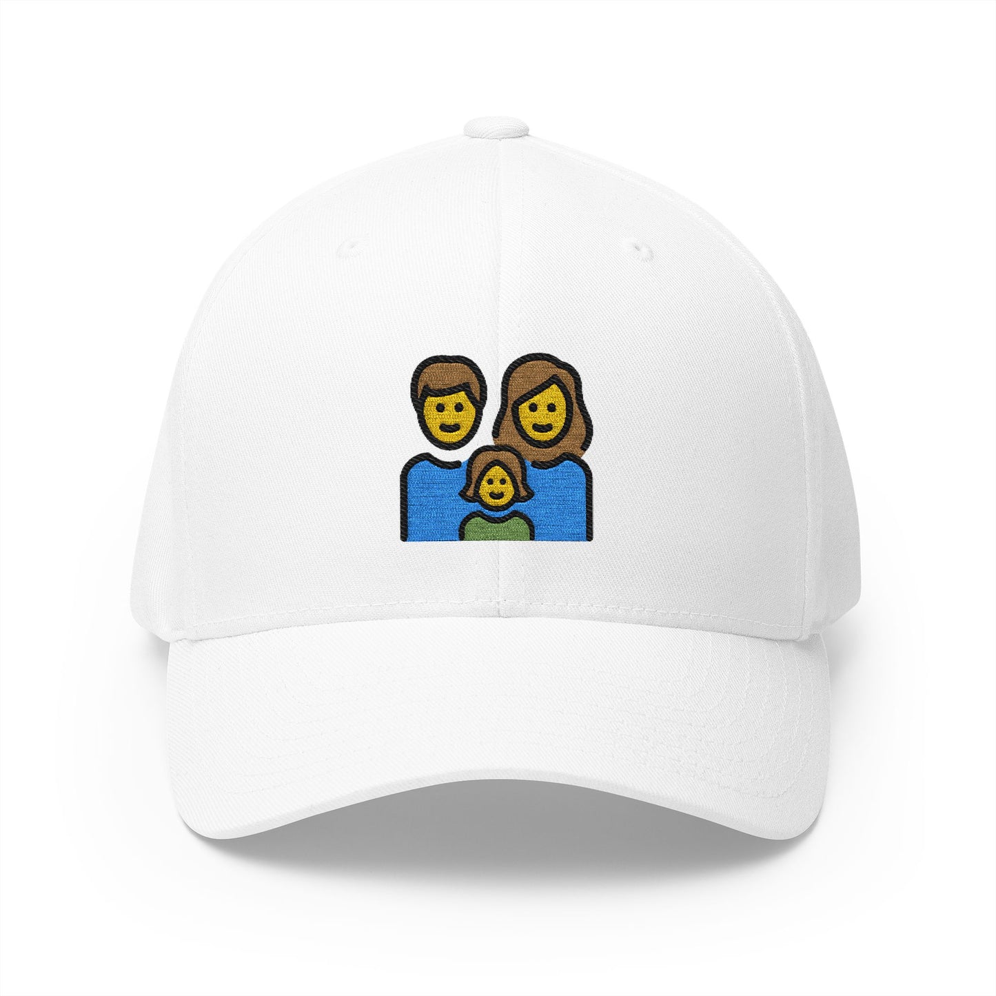 Family: Man, Woman, Girl Emoji White Cap – Premium by Capmoji
