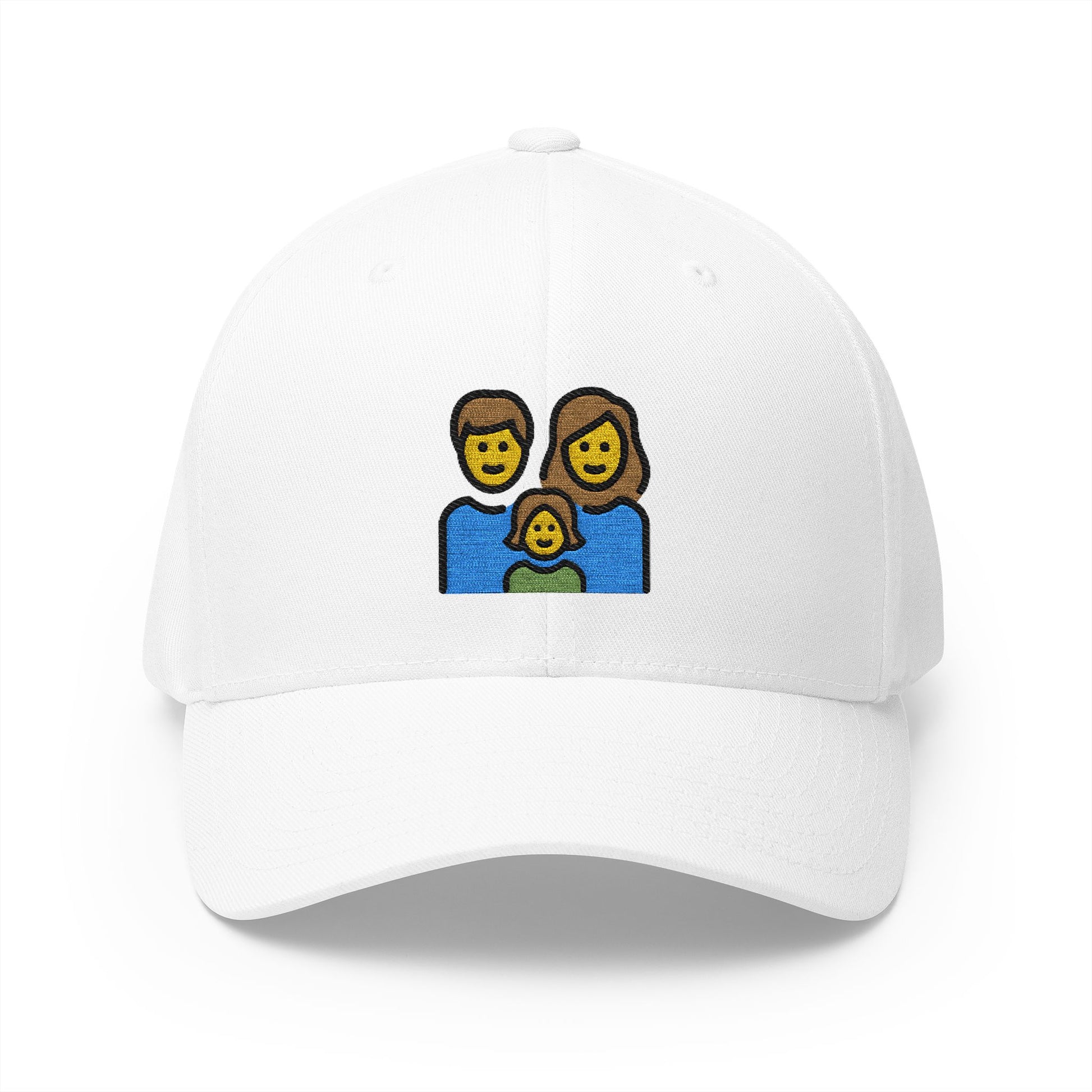 Family: Man, Woman, Girl Emoji White Cap – Premium by Capmoji