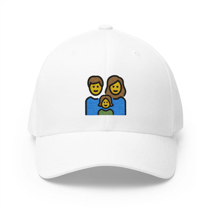 Family: Man, Woman, Girl Emoji White Cap – Premium by Capmoji