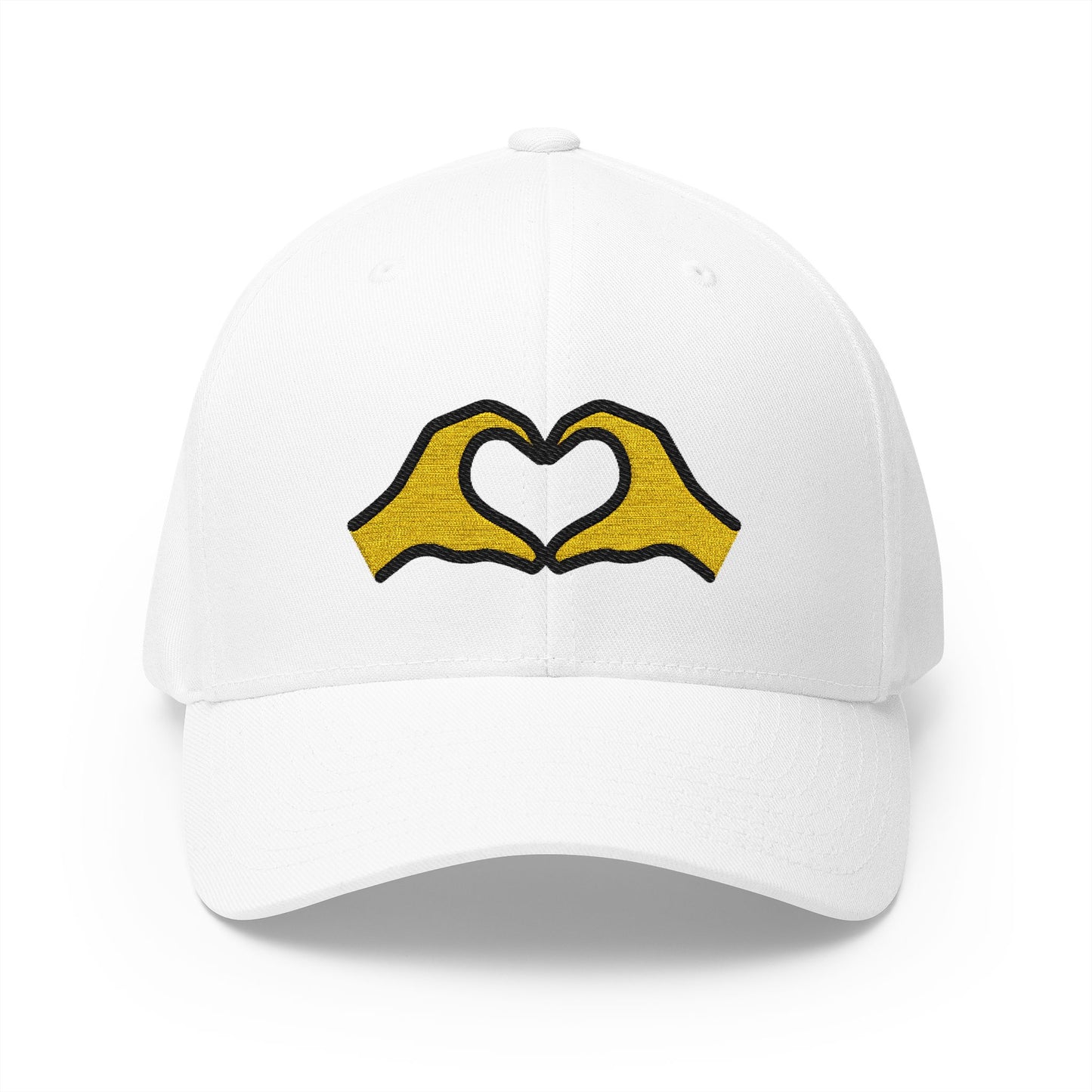Heart Hands Emoji White Cap – Premium by Capmoji