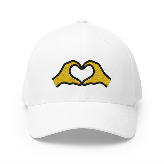 Heart Hands Emoji White Cap – Premium by Capmoji