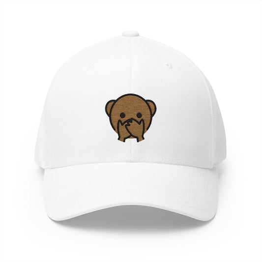 Speak-No-Evil Monkey Emoji White Cap – Premium by Capmoji