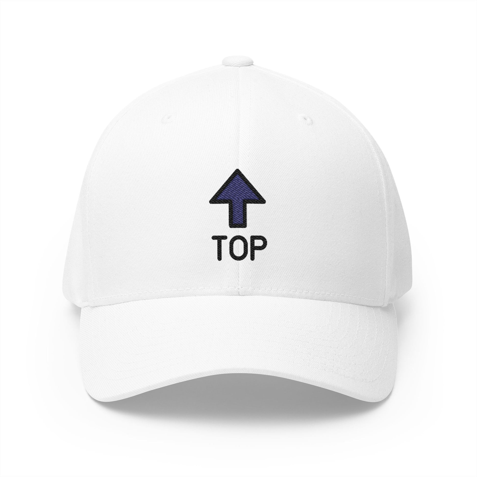 Top Arrow Emoji White Cap – Premium by Capmoji