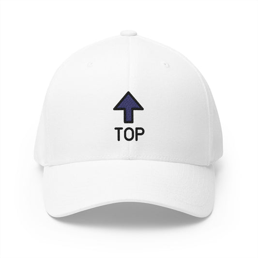 Top Arrow Emoji White Cap – Premium by Capmoji