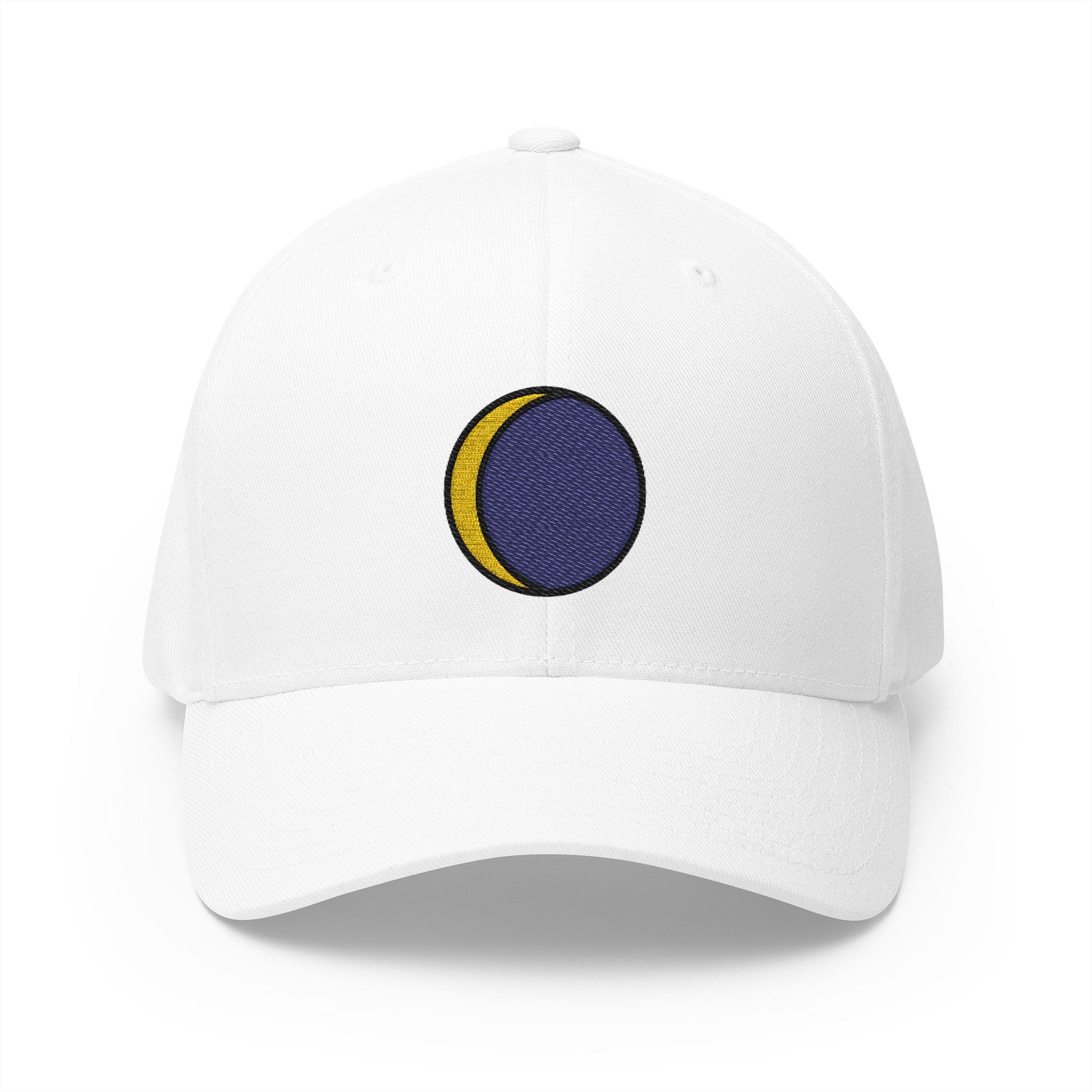 Waning Crescent Moon Emoji White Cap – Premium by Capmoji