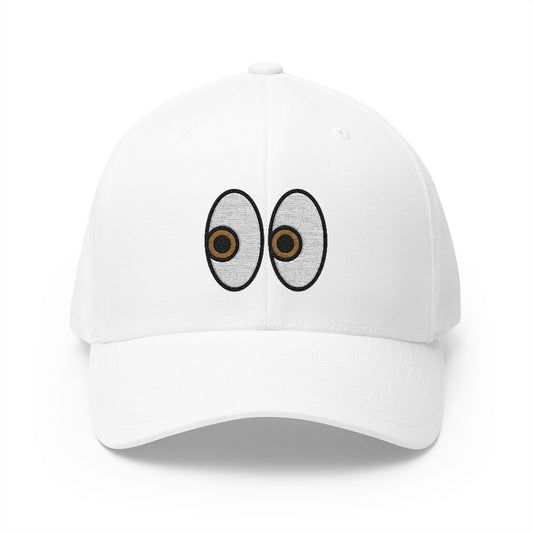 Eyes Emoji White Cap – Premium by Capmoji