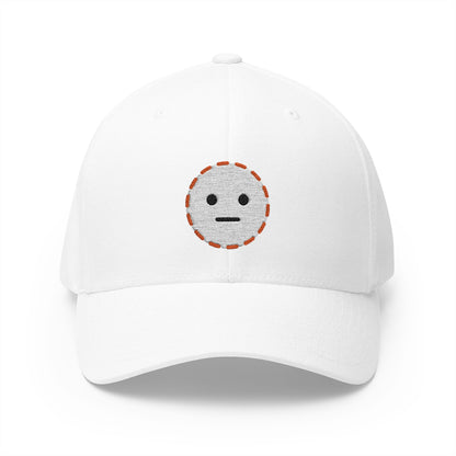 Dotted Line Face Emoji White Cap – Premium by Capmoji