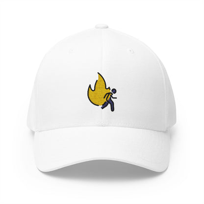 Evacuate Fire Emoji White Cap – Premium by Capmoji