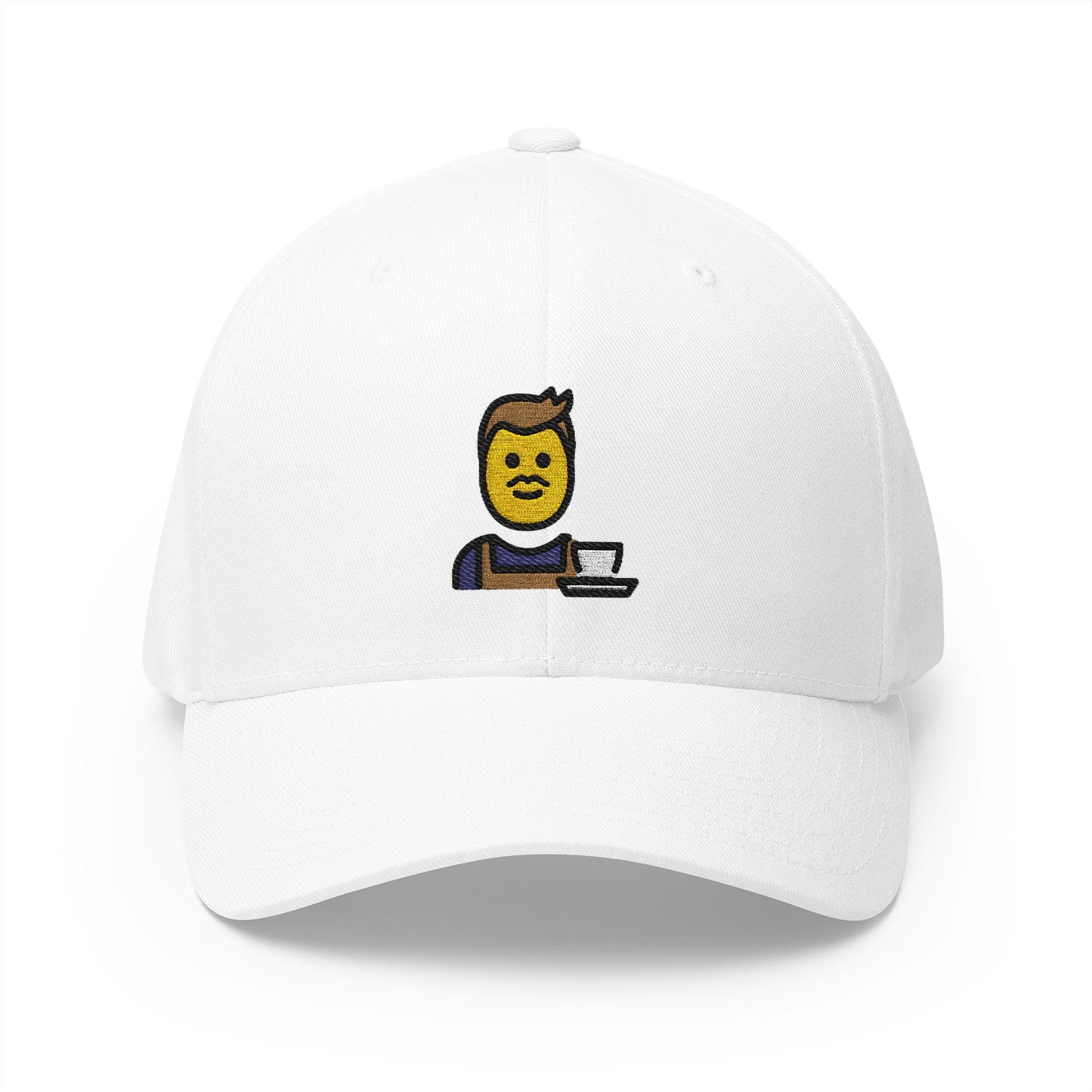 Man Barista Emoji White Cap – Premium by Capmoji