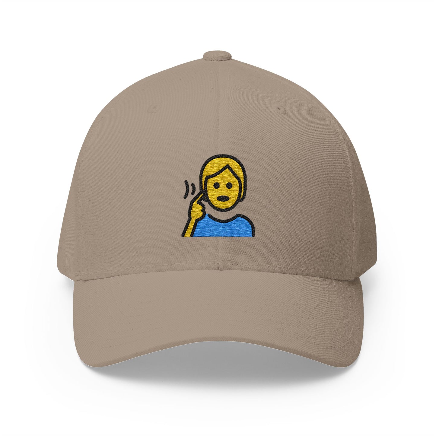 Deaf Person Emoji Khaki Cap – Premium by Capmoji