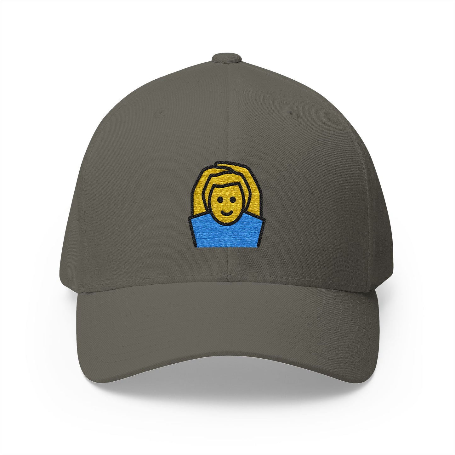Man Gesturing Ok Emoji Olive Cap – Premium by Capmoji