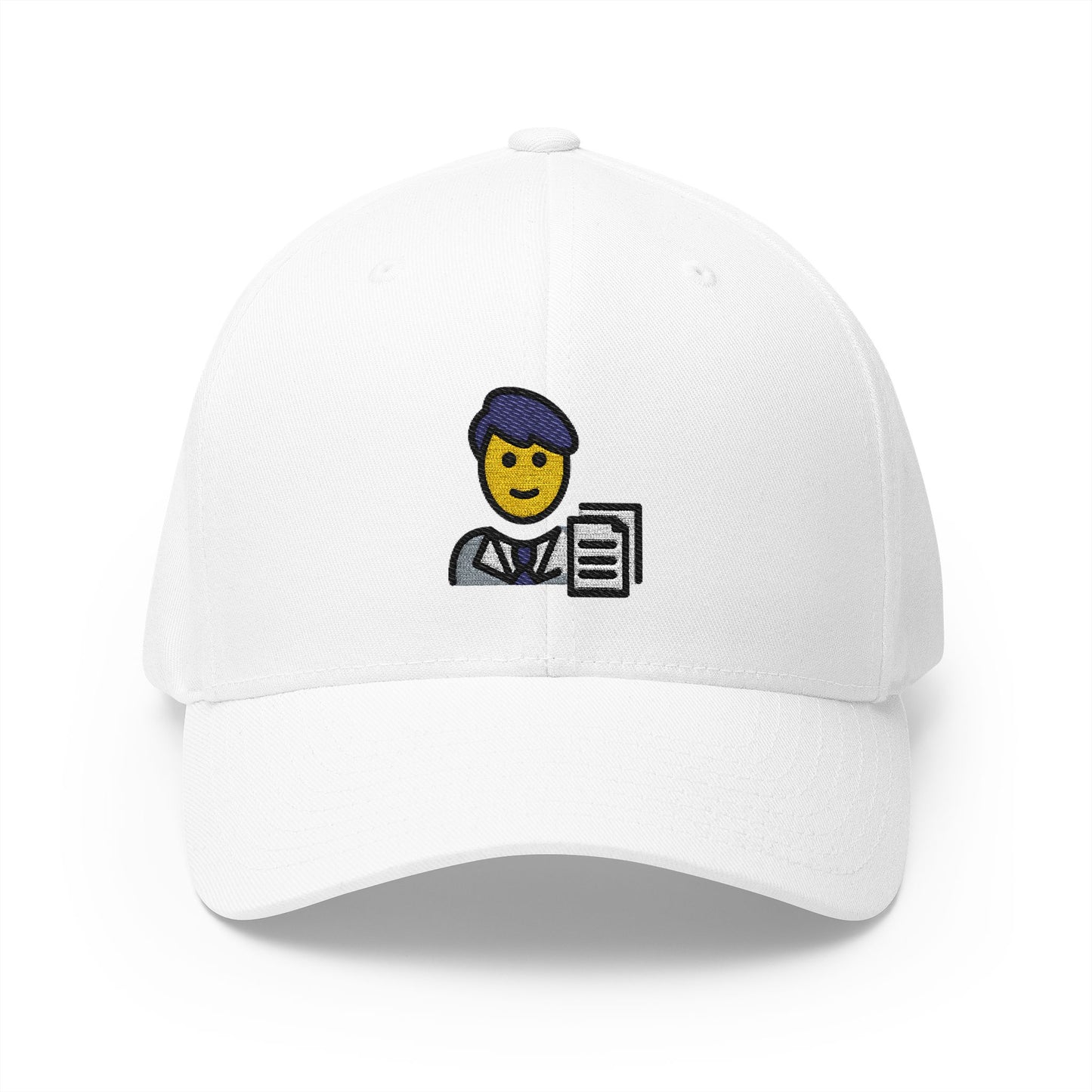 Man Office Worker Emoji White Cap – Premium by Capmoji