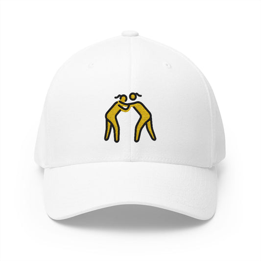 Women Wrestling Emoji White Cap – Premium by Capmoji