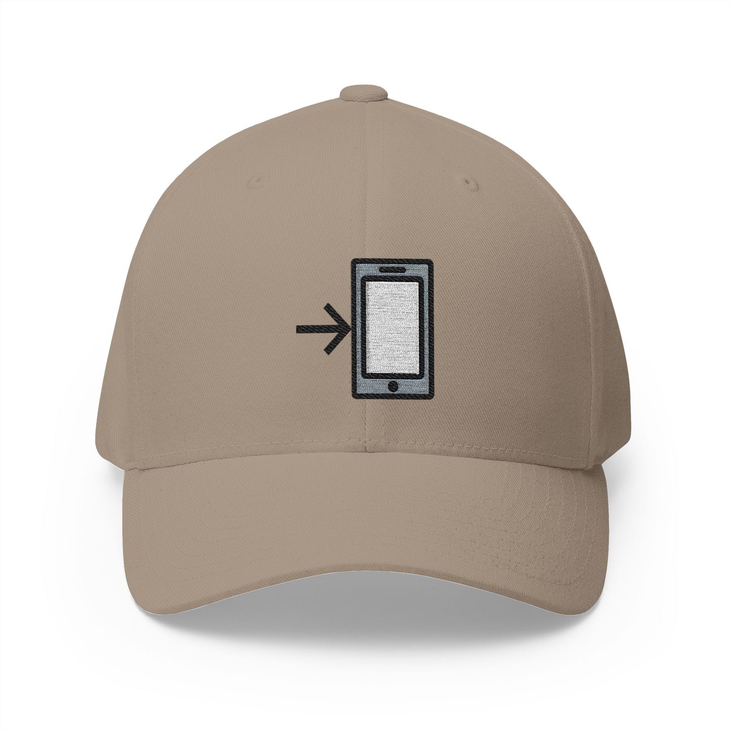 Mobile Phone With Arrow Emoji Khaki Cap – Premium by Capmoji