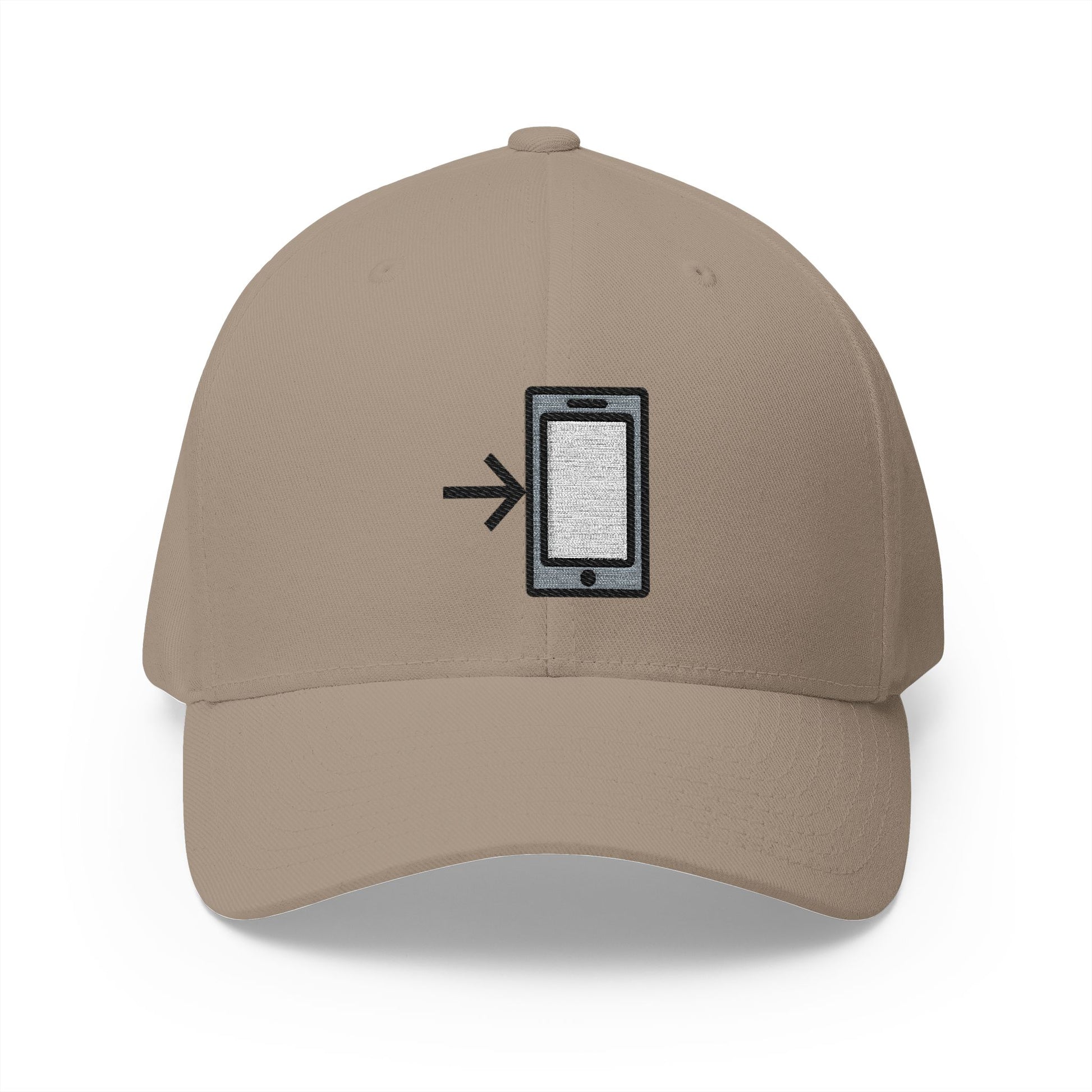 Mobile Phone With Arrow Emoji Khaki Cap – Premium by Capmoji