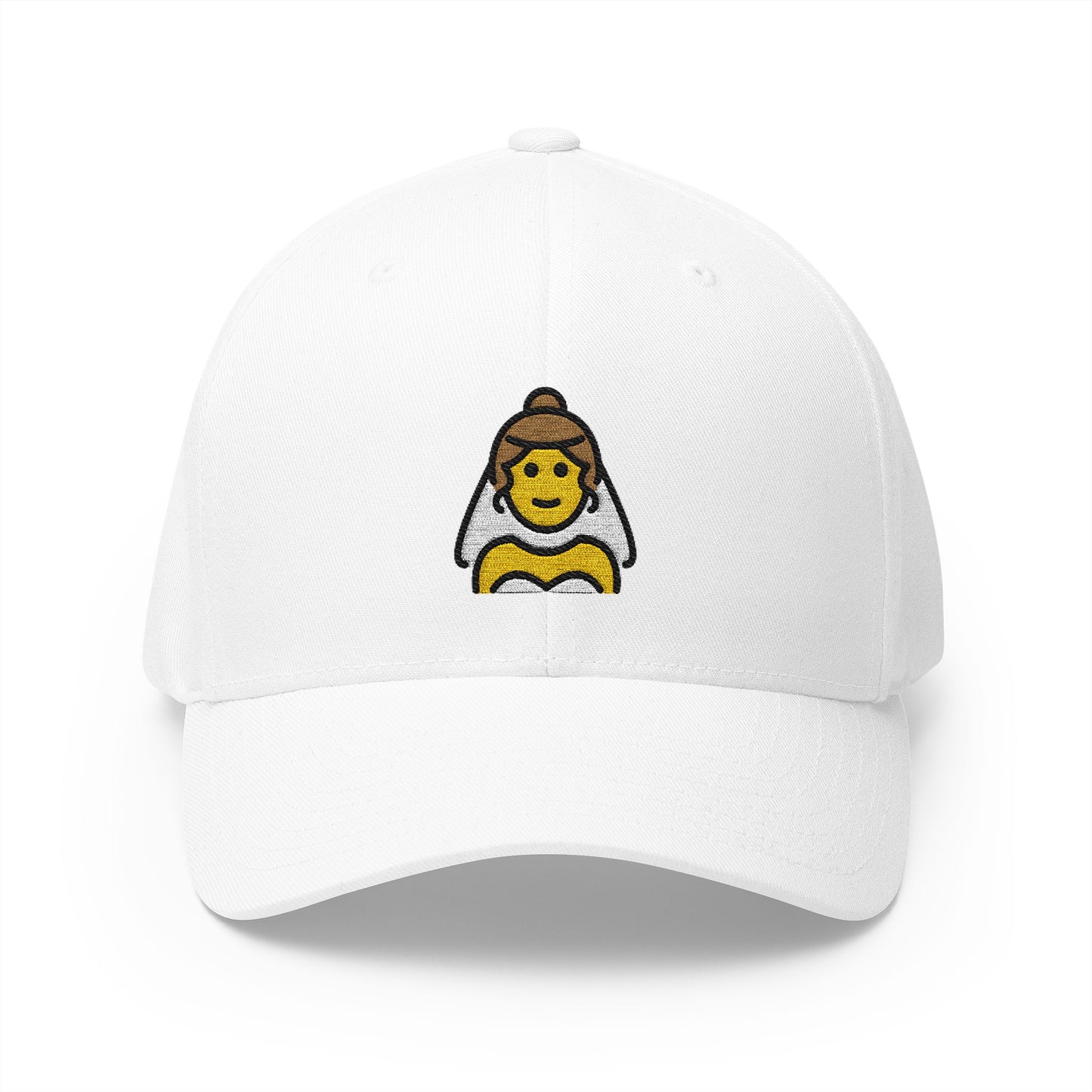 Woman With Veil Emoji White Cap – Premium by Capmoji