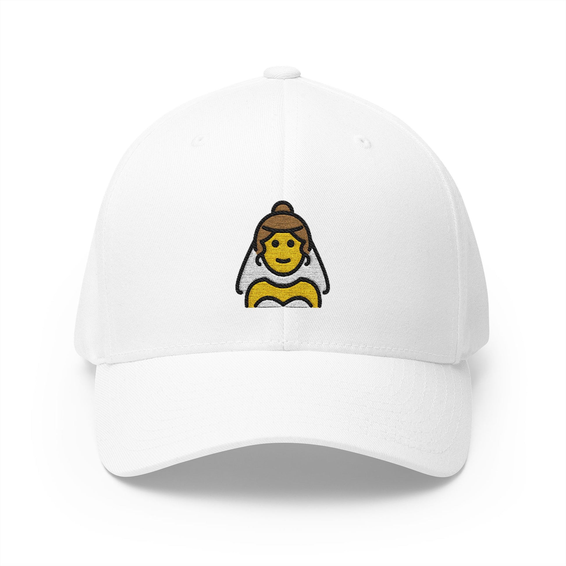 Woman With Veil Emoji White Cap – Premium by Capmoji