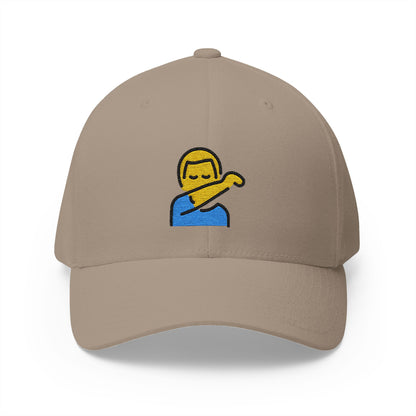 Man Sneezing Into Elbow Emoji Khaki Cap – Premium by Capmoji