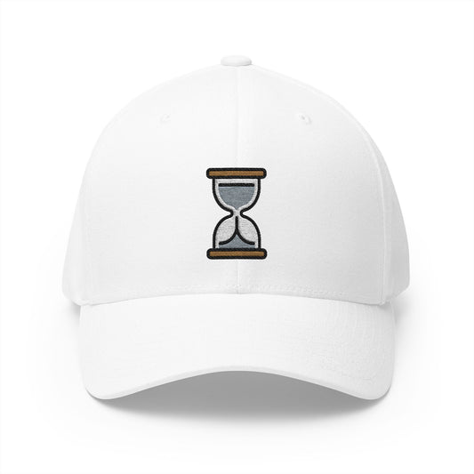 Hourglass Not Done Emoji White Cap – Premium by Capmoji