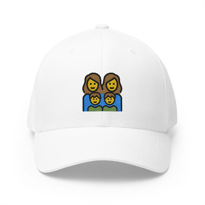 Family: Woman, Woman, Boy, Boy Emoji White Cap – Premium by Capmoji