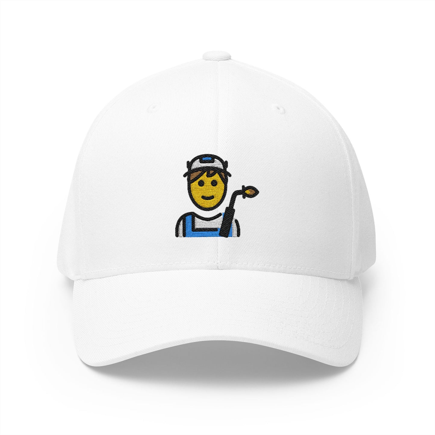 Man Factory Worker Emoji White Cap – Premium by Capmoji