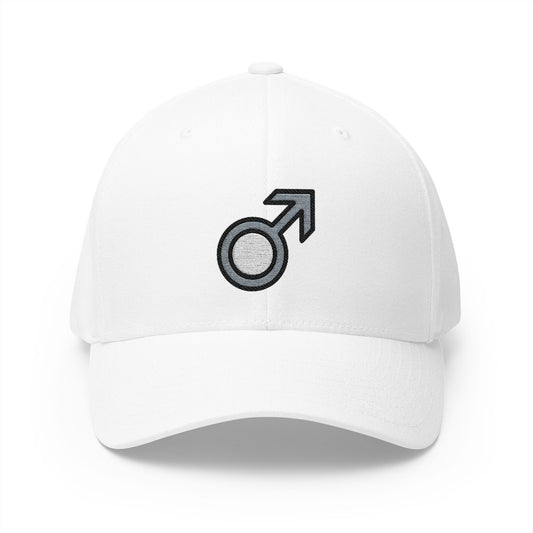Male Sign Emoji White Cap – Premium by Capmoji