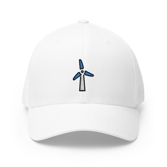 Wind Energy Emoji White Cap – Premium by Capmoji