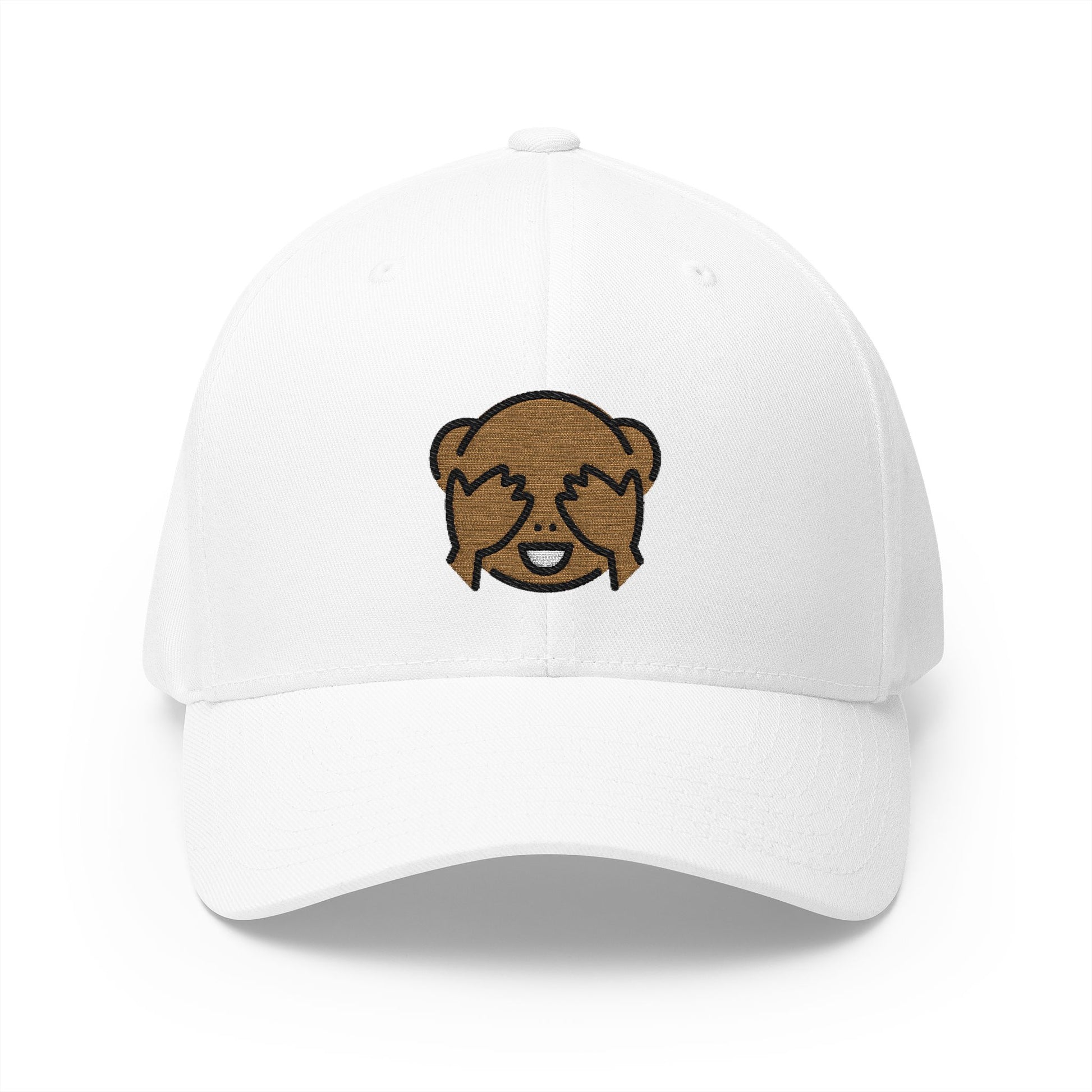 See-No-Evil Monkey Emoji White Cap – Premium by Capmoji