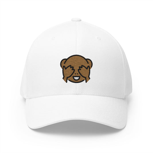 See-No-Evil Monkey Emoji White Cap – Premium by Capmoji