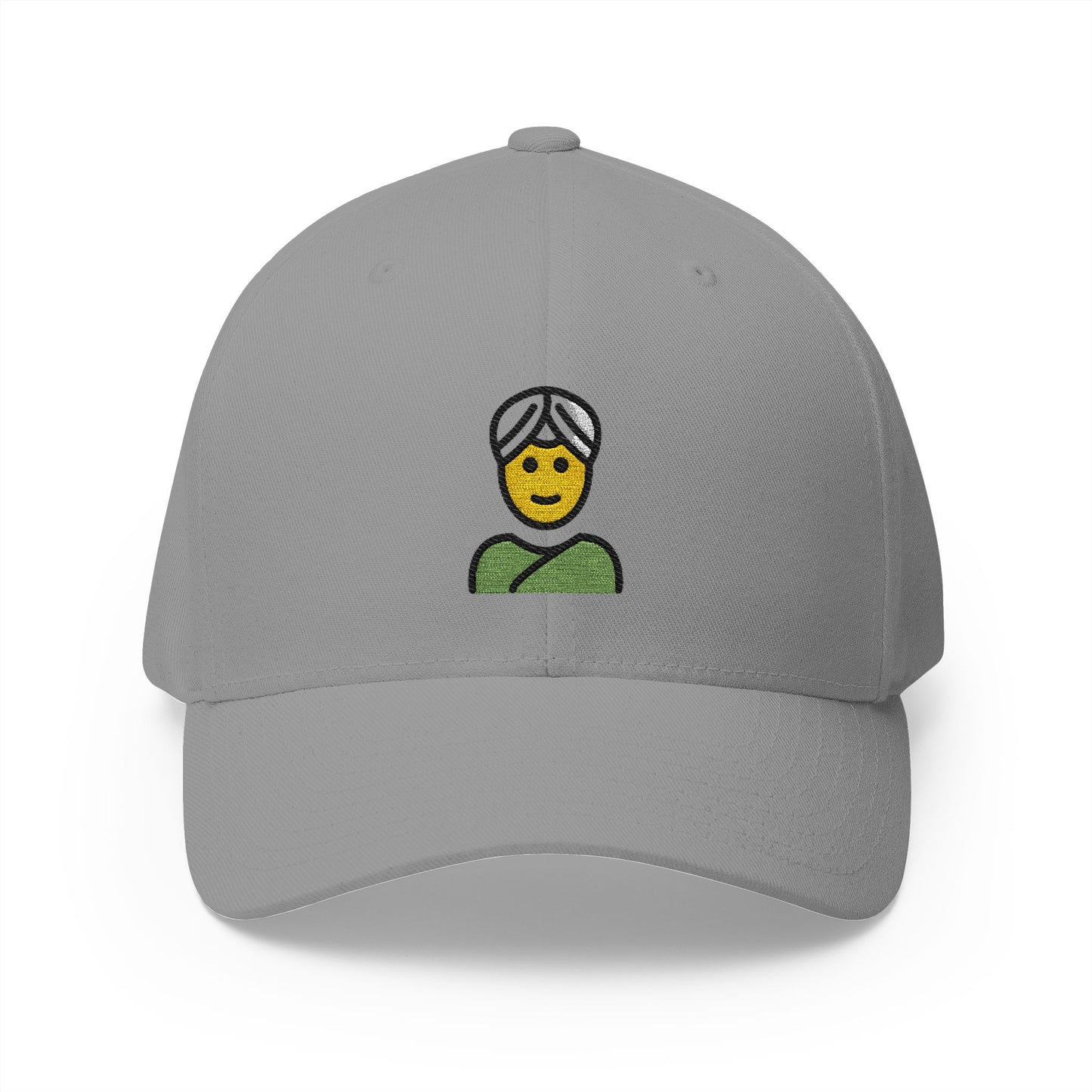 Person Wearing Turban Emoji Grey Cap – Premium by Capmoji