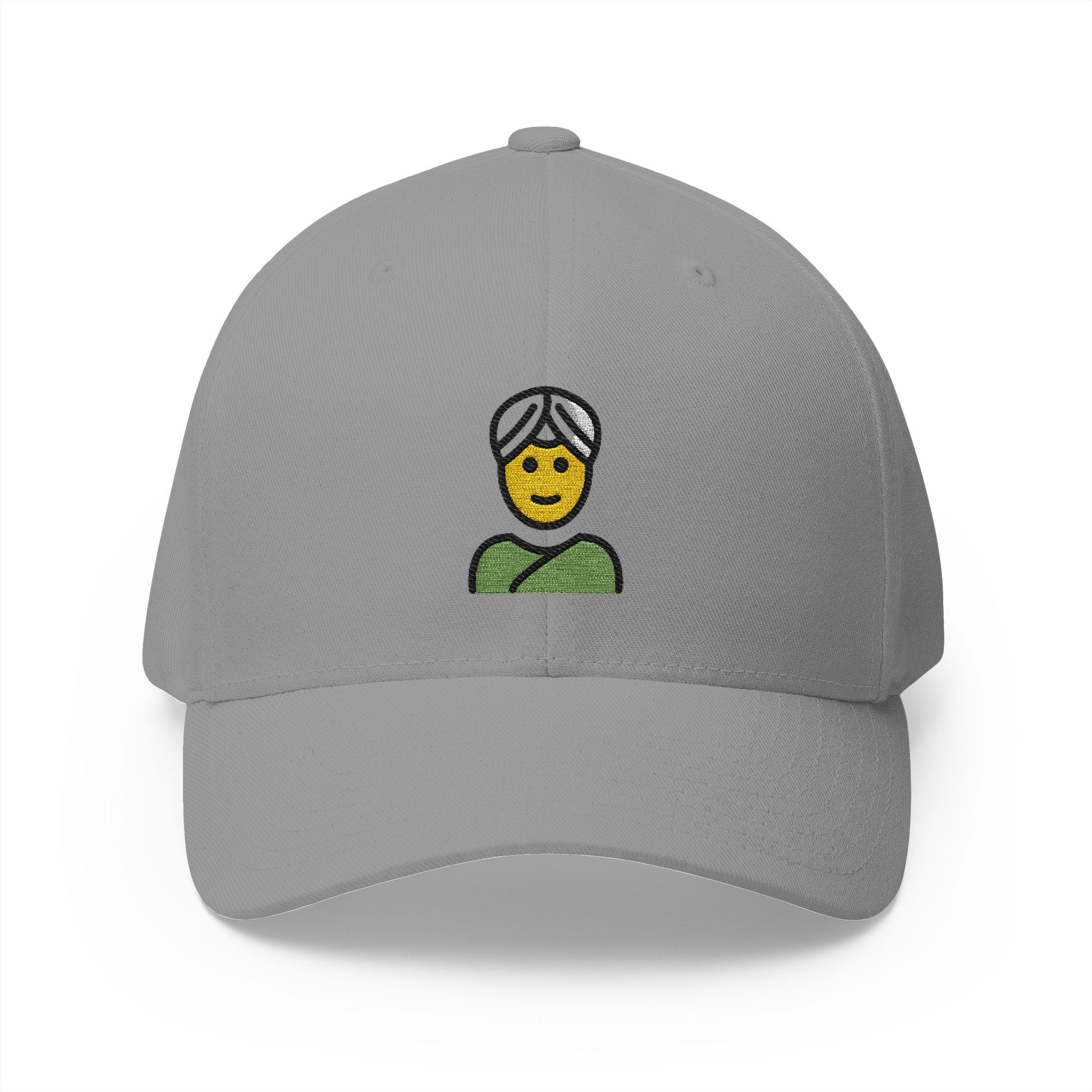 Person Wearing Turban Emoji Grey Cap – Premium by Capmoji