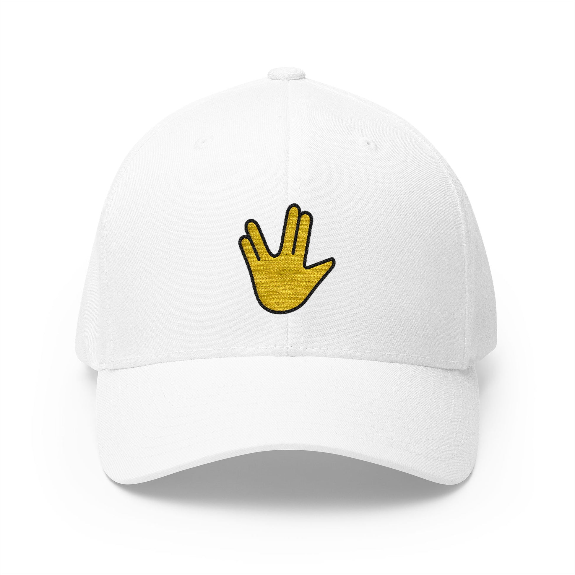 Vulcan Salute Emoji White Cap – Premium by Capmoji
