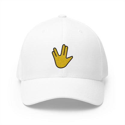 Vulcan Salute Emoji White Cap – Premium by Capmoji