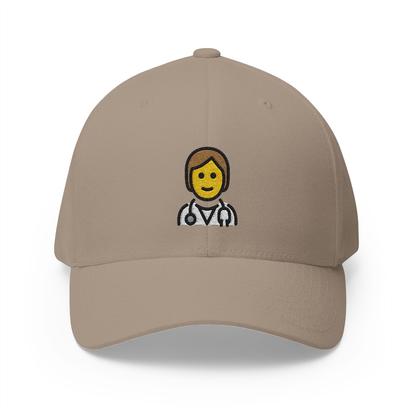 Health Worker Emoji Khaki Cap – Premium by Capmoji