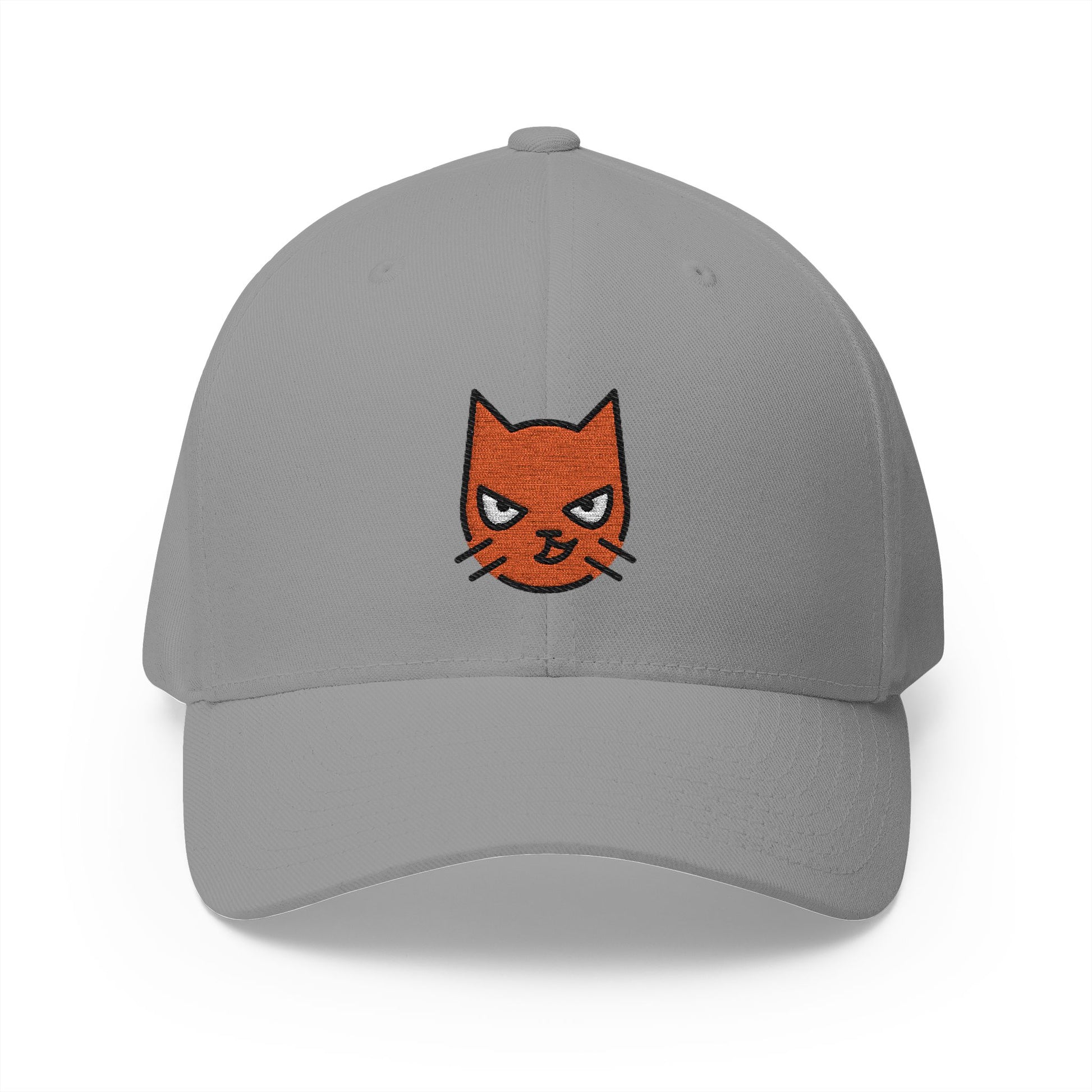 Cat With Wry Smile Emoji Grey Cap – Premium by Capmoji