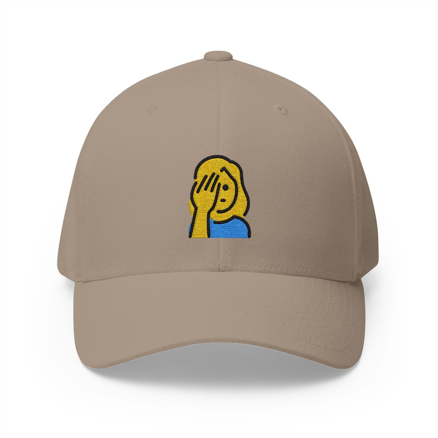 Woman Facepalming Emoji Khaki Cap – Premium by Capmoji
