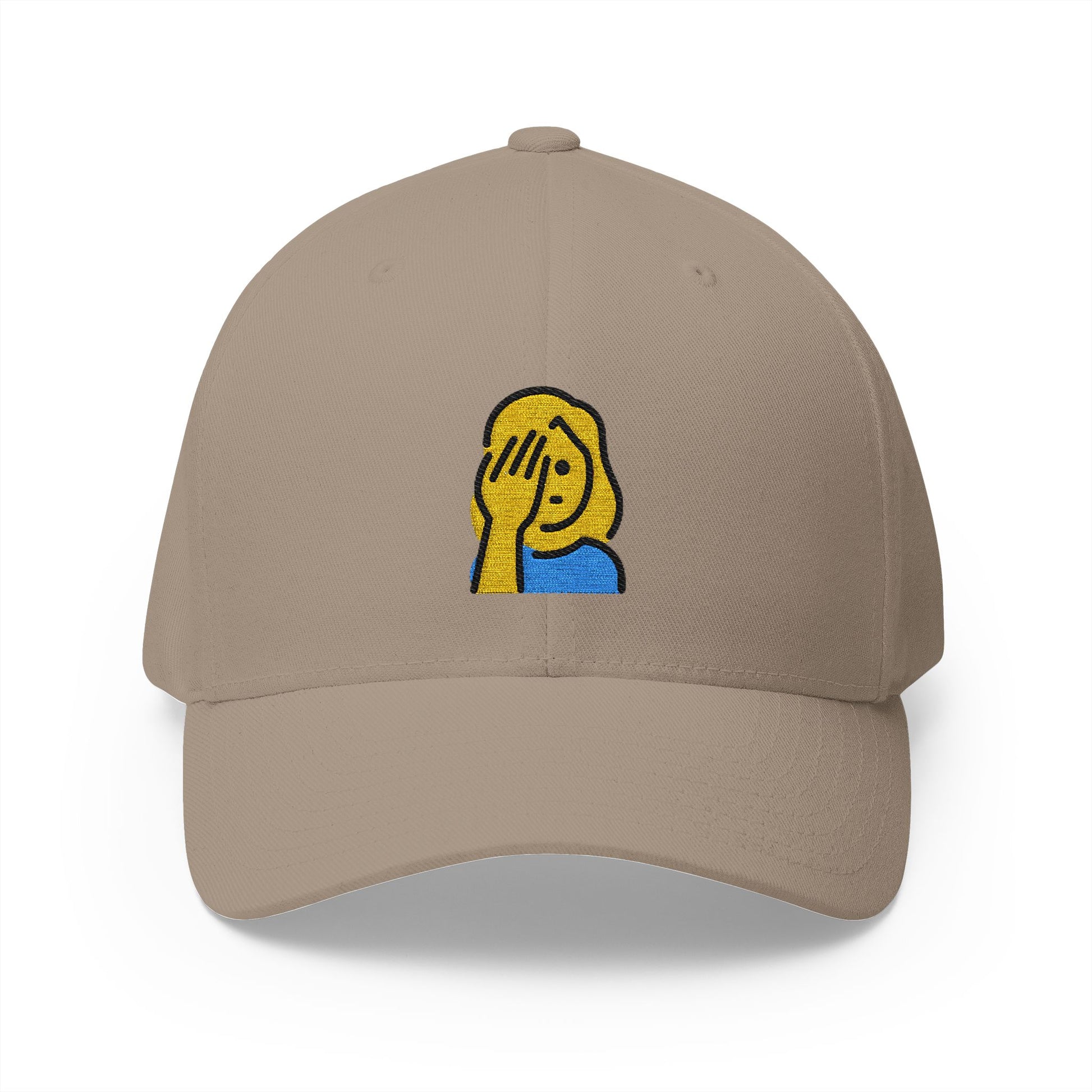 Woman Facepalming Emoji Khaki Cap – Premium by Capmoji