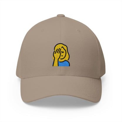 Woman Facepalming Emoji Khaki Cap – Premium by Capmoji