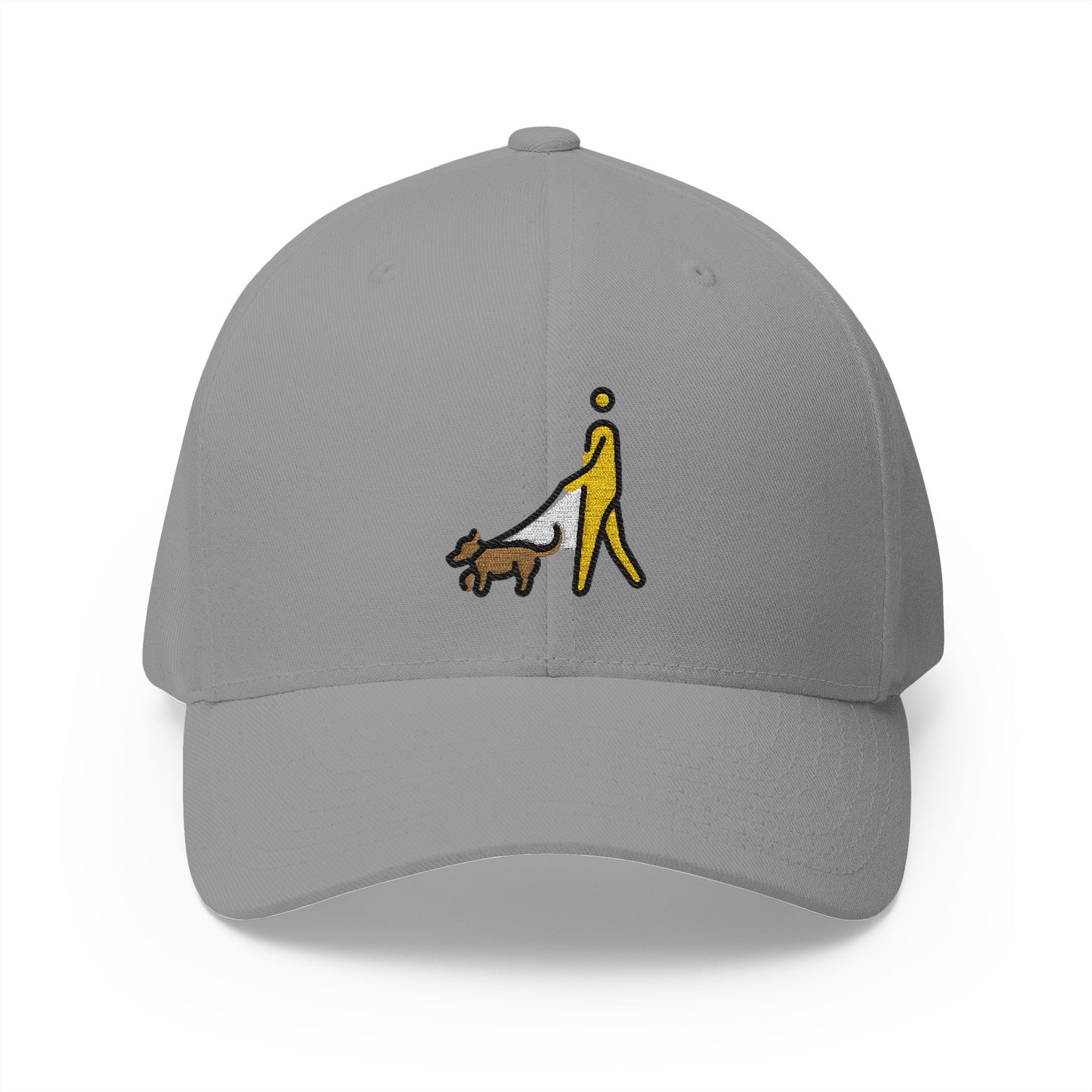 Person With Dog Emoji Grey Cap – Premium by Capmoji