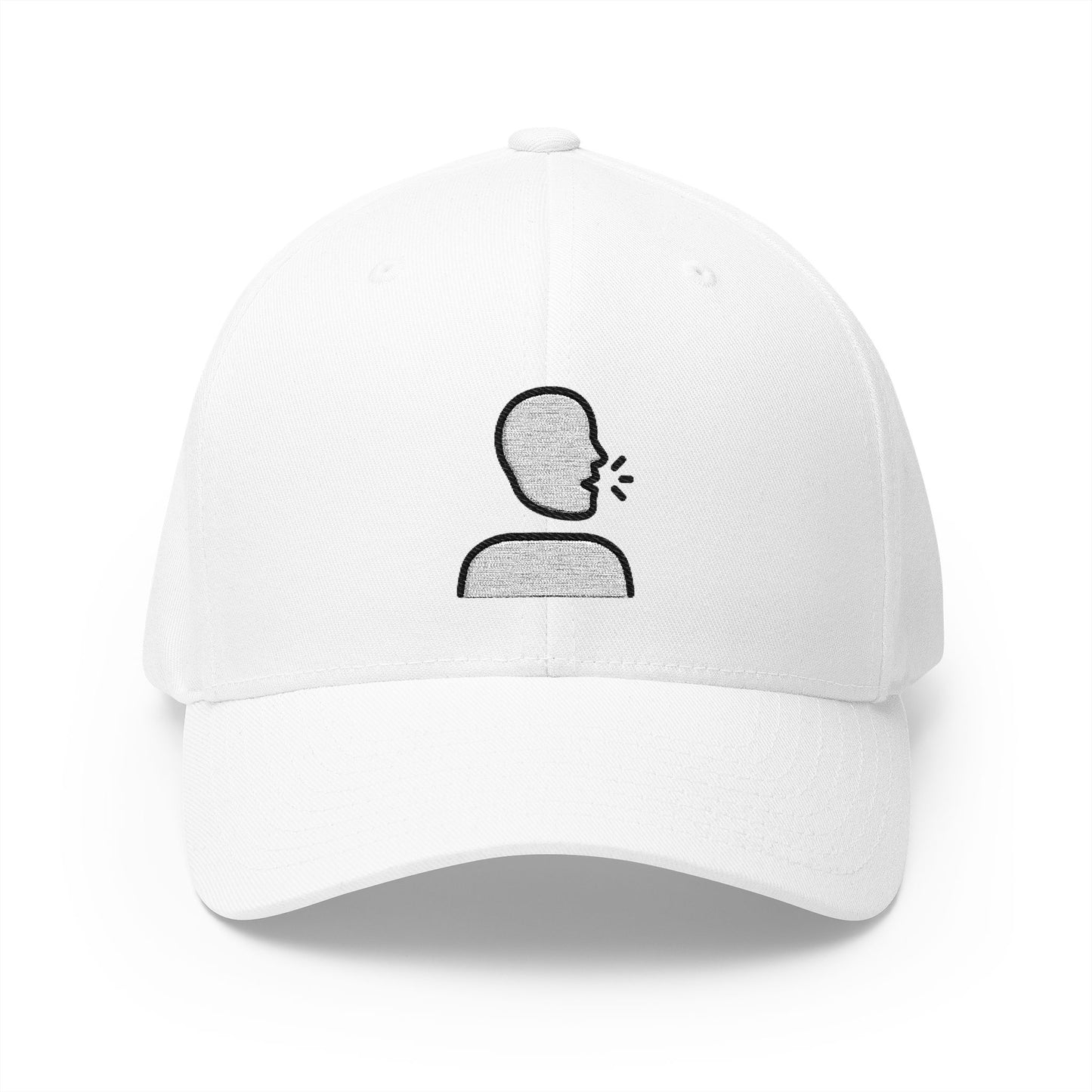 Speaking Head Emoji White Cap – Premium by Capmoji