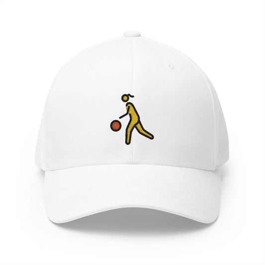 Woman Bouncing Ball Emoji White Cap – Premium by Capmoji