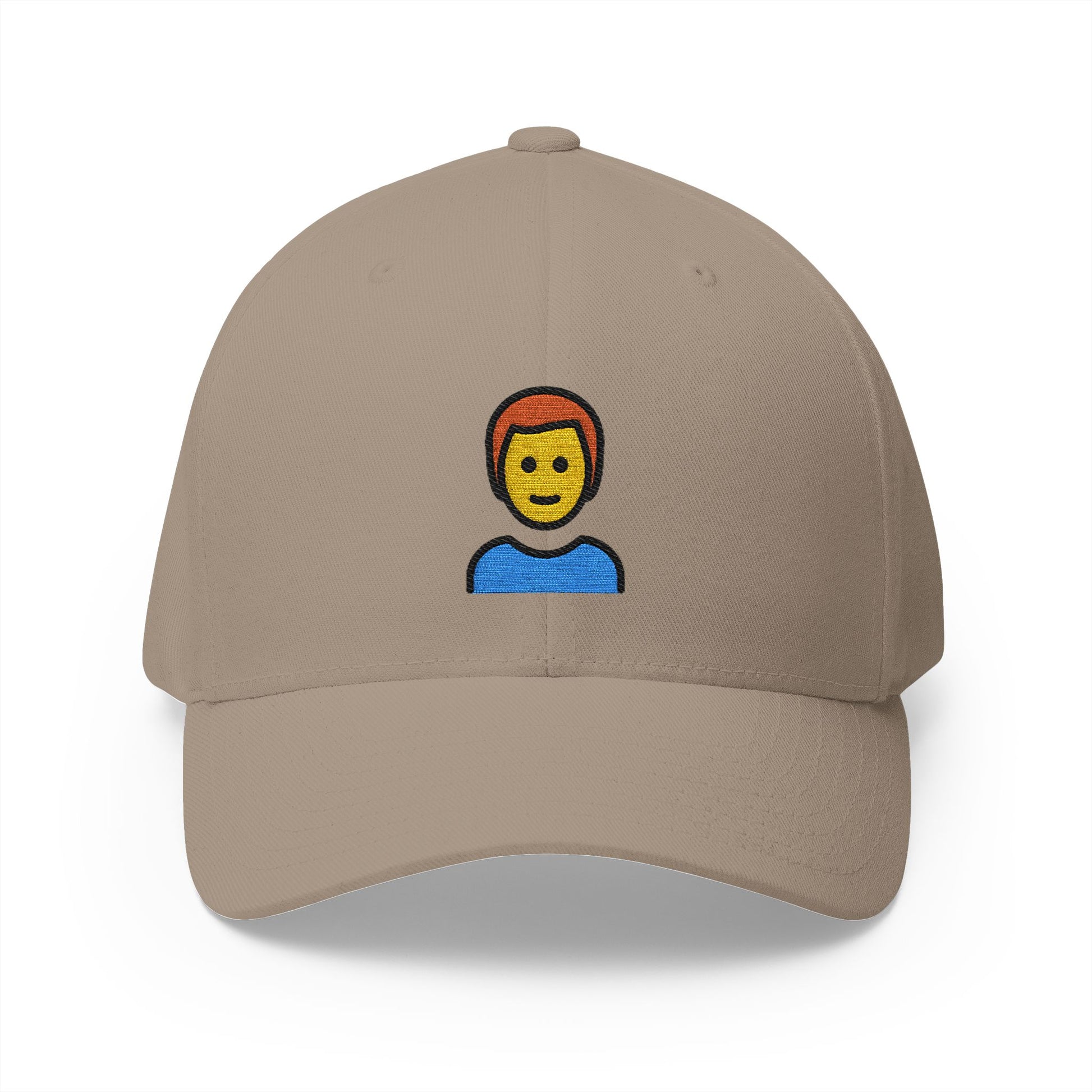 Man: Red Hair Emoji Khaki Cap – Premium by Capmoji