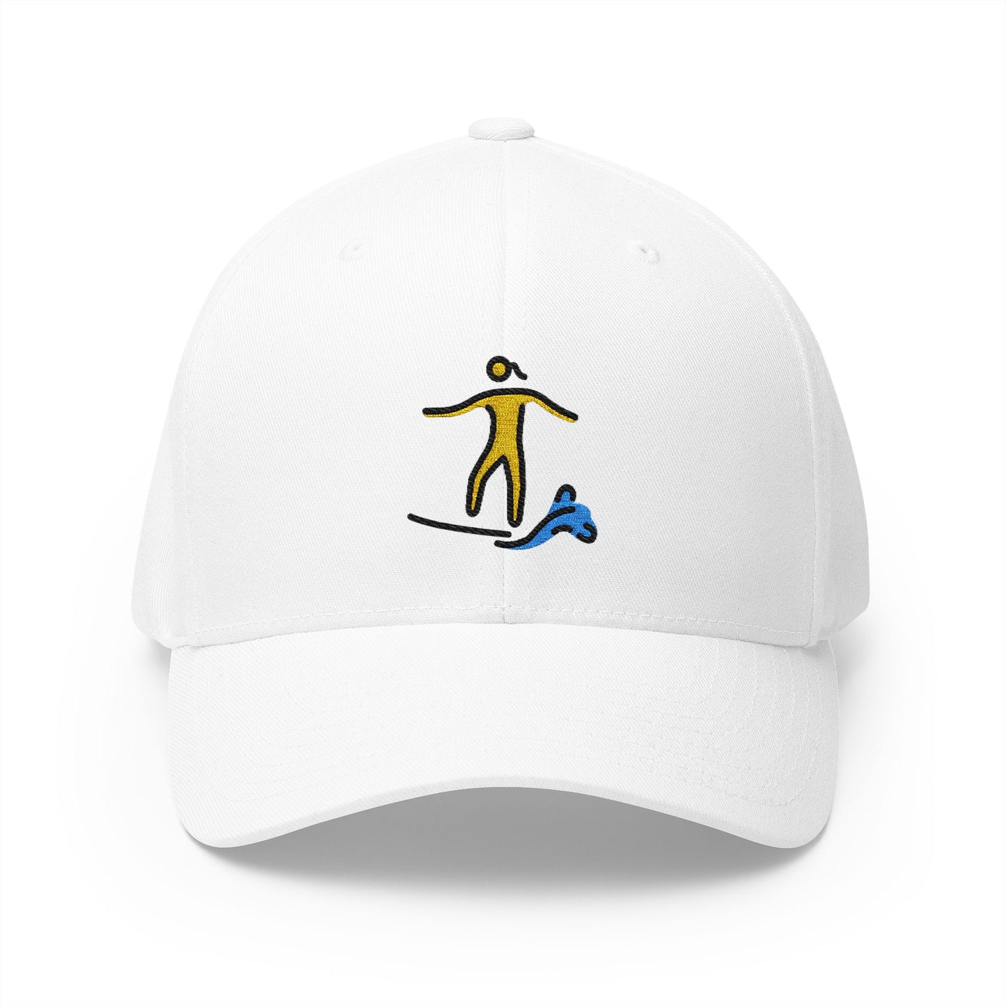 Woman Surfing Emoji White Cap – Premium by Capmoji