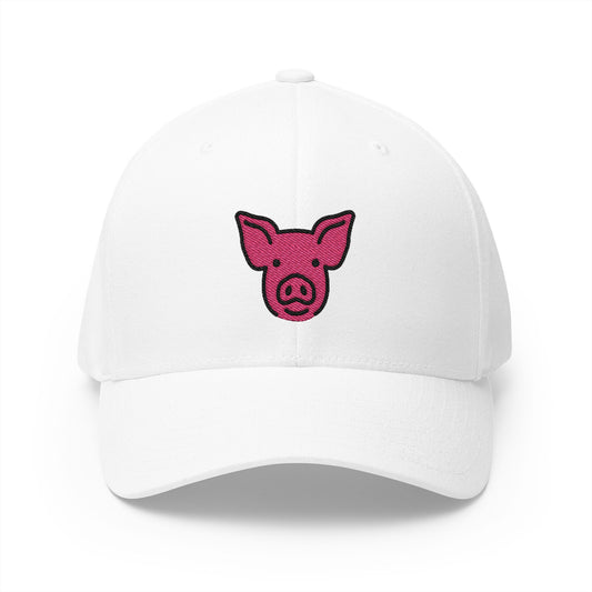 Pig Face Emoji White Cap – Premium by Capmoji