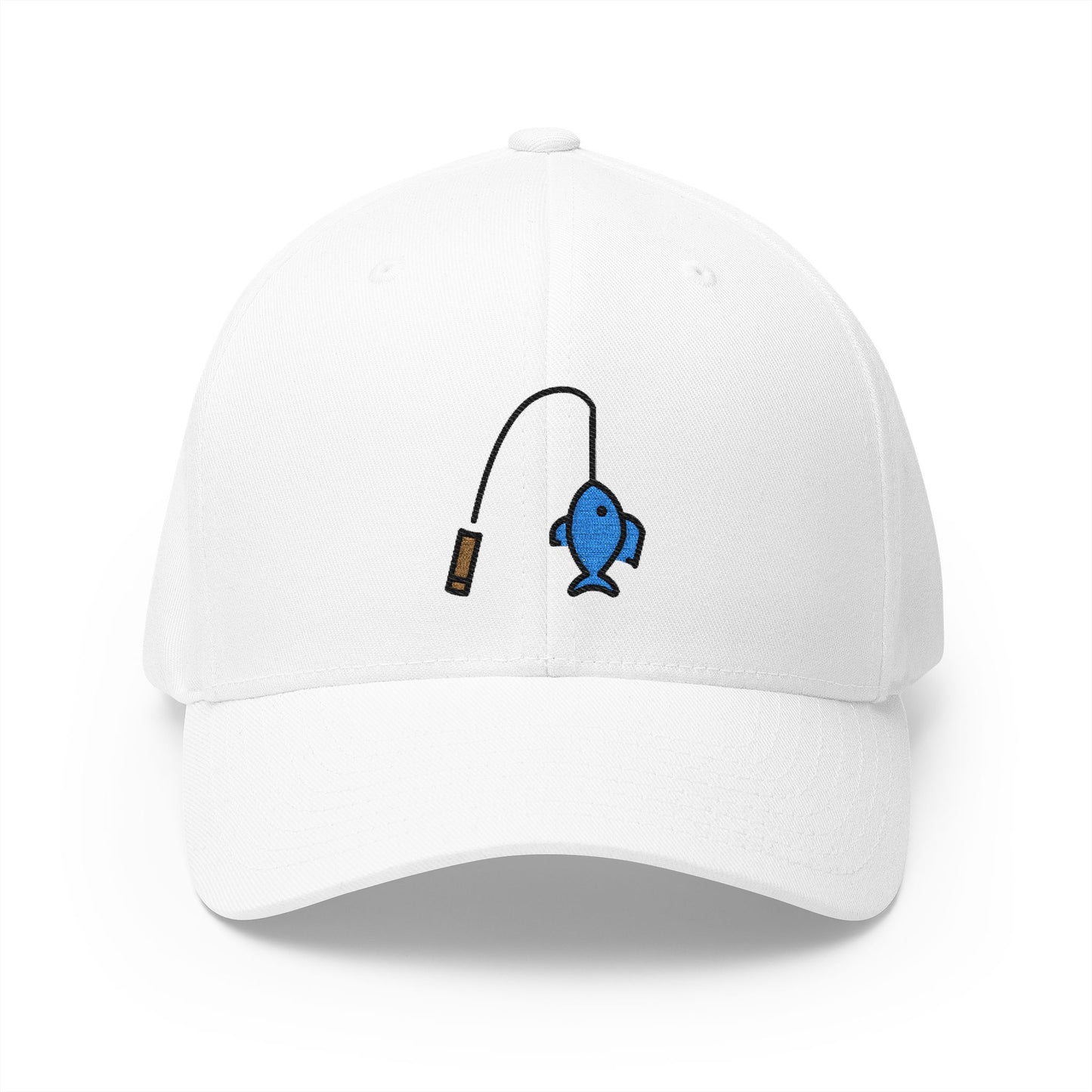 Fishing Pole Emoji White Cap – Premium by Capmoji